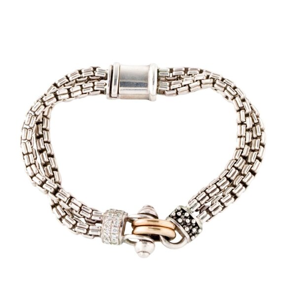 MICHAEL DAWKINS DIAMOND 14K YELLOW GOLD & STERLING SILVER LINK BRACELET